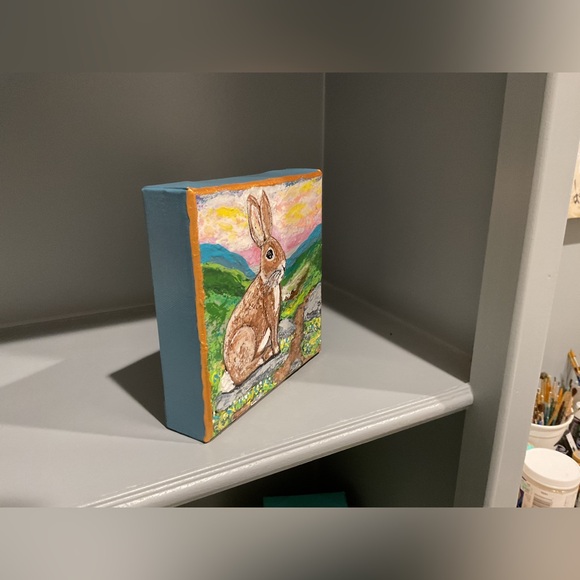 🔴HOLD FOR BELLAM247🔴Heavy Texture Colorful Rabbit Canvas Art🔴 - Picture 2 of 6